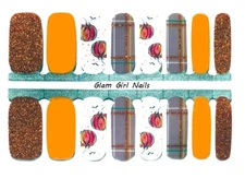 Pumpkin Spice Plaid Fall Nail Polish Strips / Nail Wraps / Nail Stickers