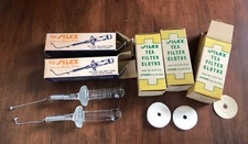 2-VINTAGE NOS Silex LOX-In Glass Filter Rods & 300 Filters Percolator Coffee Pot