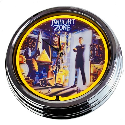 N-0516 Wanduhr ''Flipper Twilight Zone Bally 1993'' Neonuhr Wohnzimmer Game Room