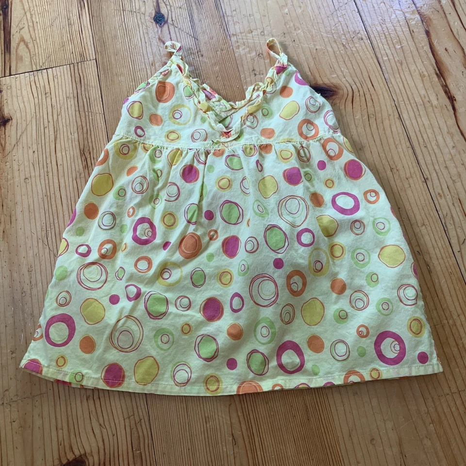 Vestido de sol Fresh Produc amarillo estampado sin mangas cuello en V talla 18 meses Foto 3 de 3