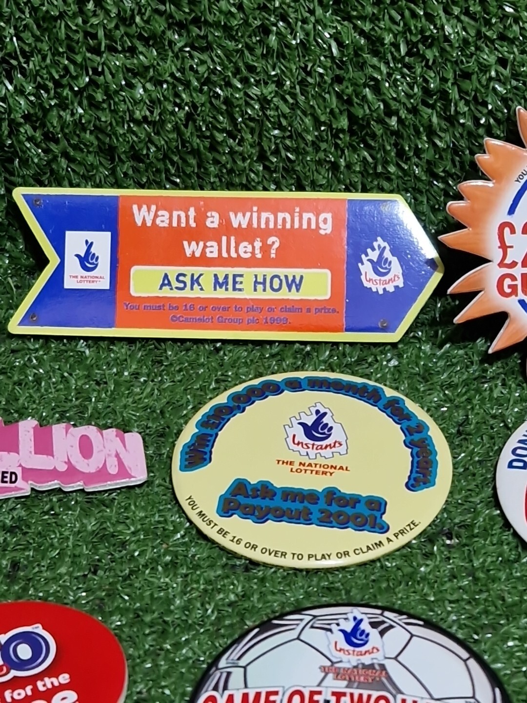 National Lottery Shop Staff Issue Novelty Advertising Pin Badges Joblot