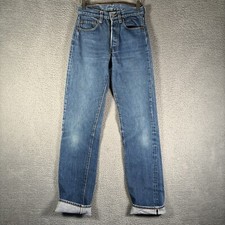 Levis 501 Blue Jeans Denim Selvedge Red Line USA Made Button Fly 80s 70s 26x32