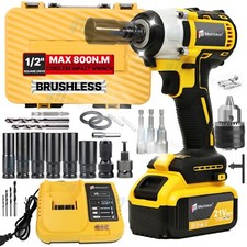 21V 800N.m Cordless 1/2 in. Impact Wrench Kit with 5.5 Ah Battery  Charger