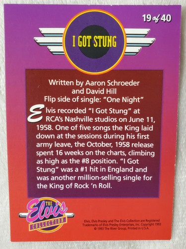 The Elvis Collection 1993 I Got Stung #19 de 40 - Imagen 2 de 2