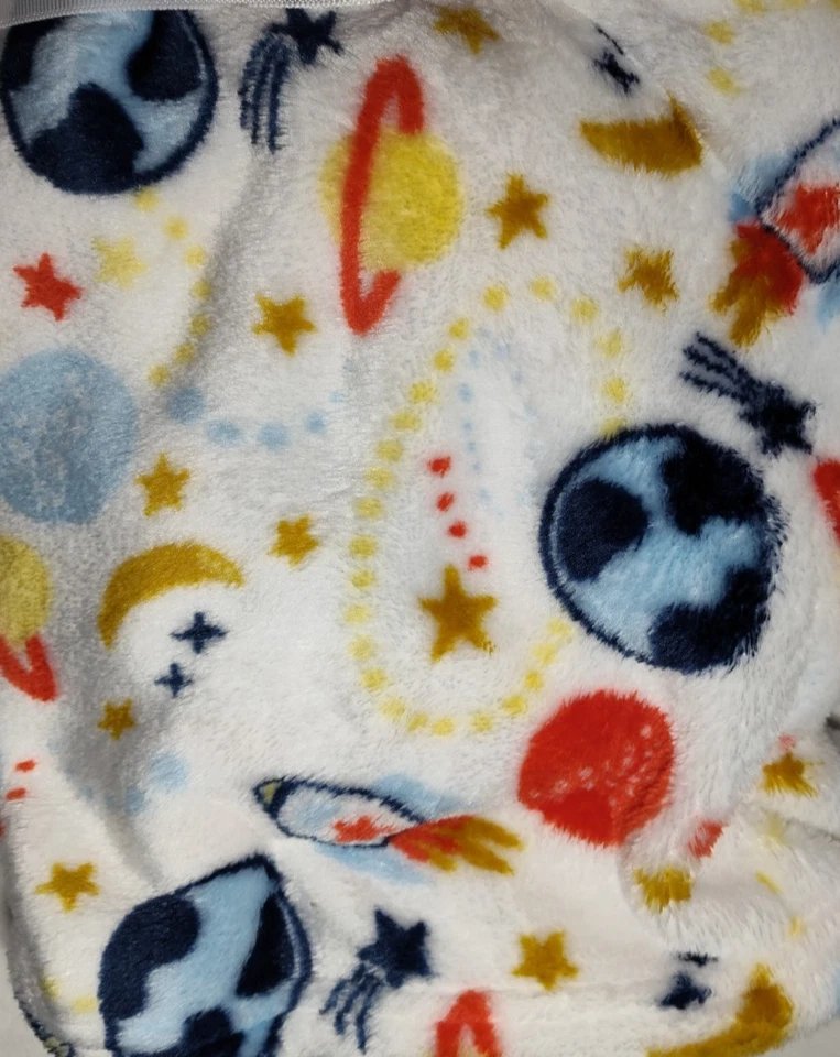 Manta de bebé Dream Gro Planets Rocket Ship blanca suave polar estrella luna nueva con etiquetas Foto 3 de 3