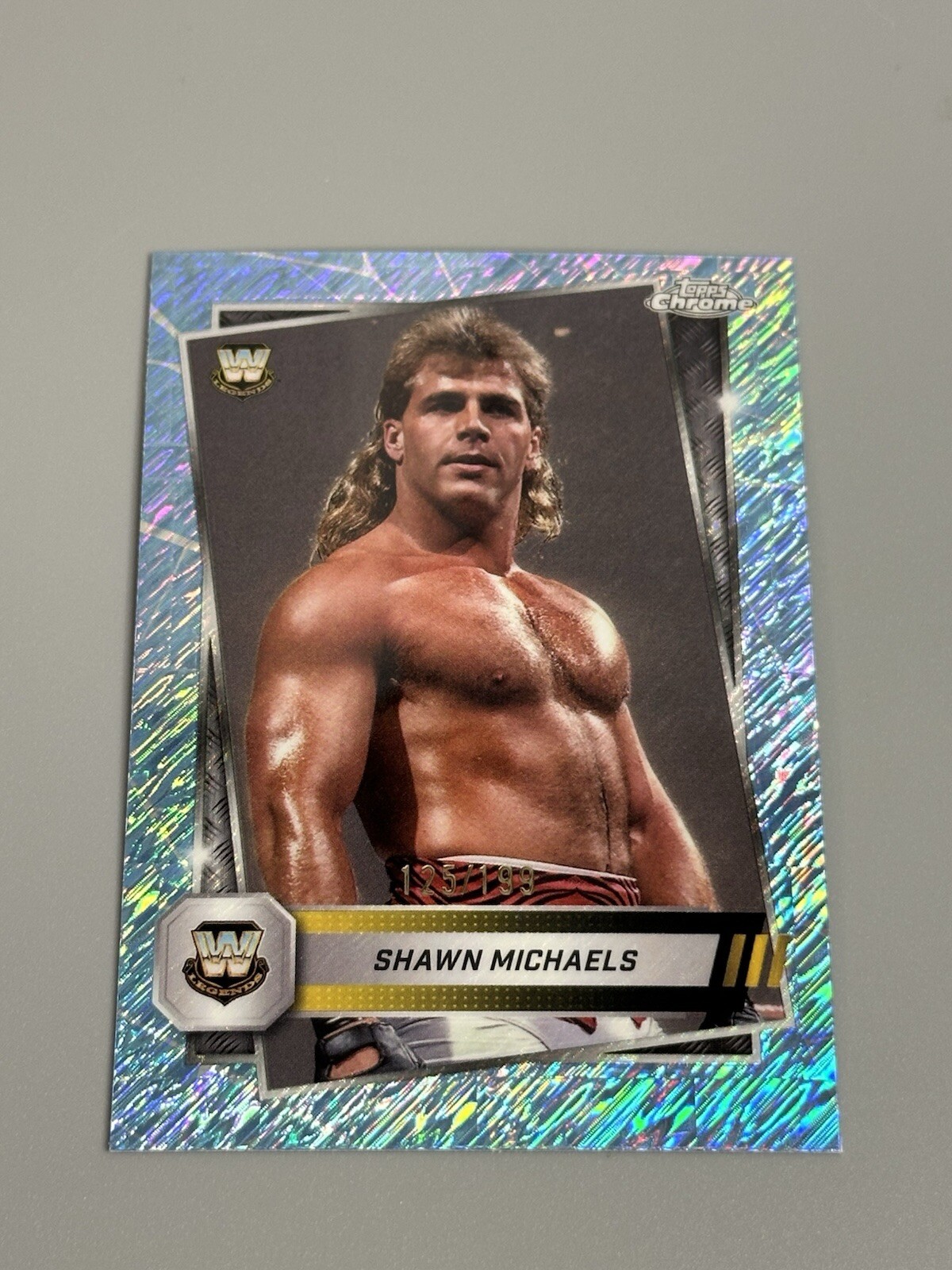 Shawn Michaels 2025 Topps Chrome WWE /199 Aqua Shimmer Refractor Parallel #188