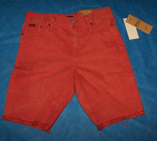 Size 16 Boys Polo Ralph Lauren The Sullivan Slim Jean Shorts (Coral) - Picture 3 of 4