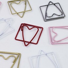 10 Heart Shaped Paper Clips Fasteners Clip 5Clrs Metal Embellishments Cardmaking