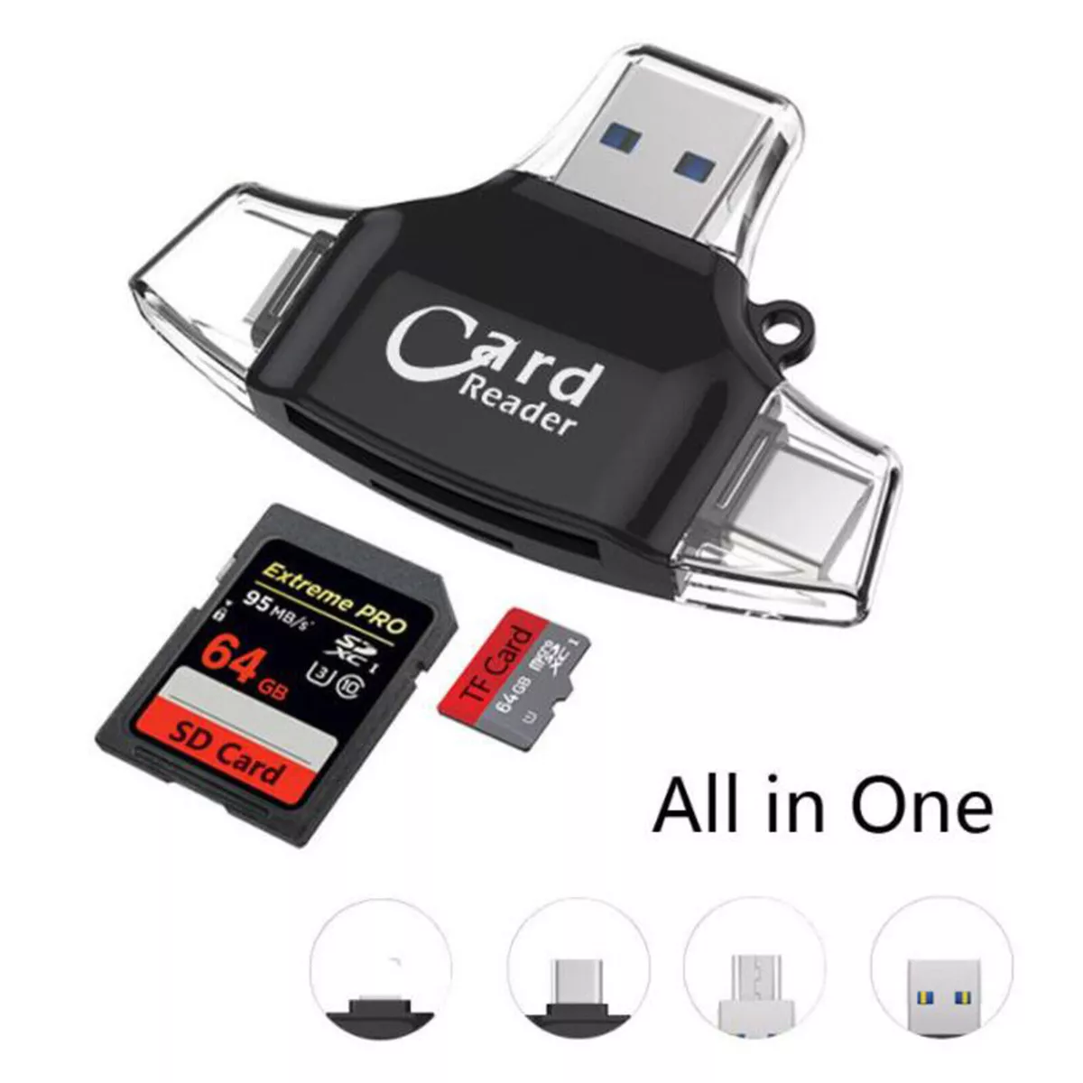 4-in-1 SD/TF Card Reader Micro SD USB 2.0 OTG Adapter For iPhone 13 Pro Max  Mini