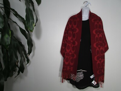 NWT Coach Signature Wool Oversized Muffler F76384 Black or Red | eBay