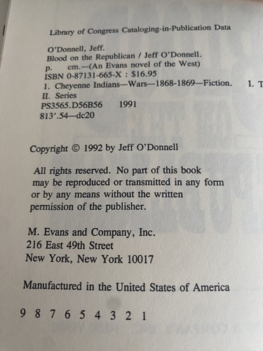 BLOOD ON THE REPUBLICAN Jeff O'Donnell 1992 1st edition DJ Western Hardcover - Imagen 4 de 4