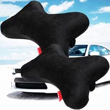 2 pcs Dog Bone Car Neck Pillow Head Rest Memory Foam Travel Trip Posture Support