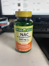 Spring Valley NAC N-Acetyl Cysteine 600 mg Immune Support 60 Capsules 04/2025