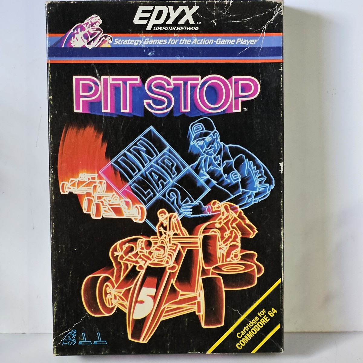 Epyx Pit Stop Game In Box Commodore 64 Cartridge Action