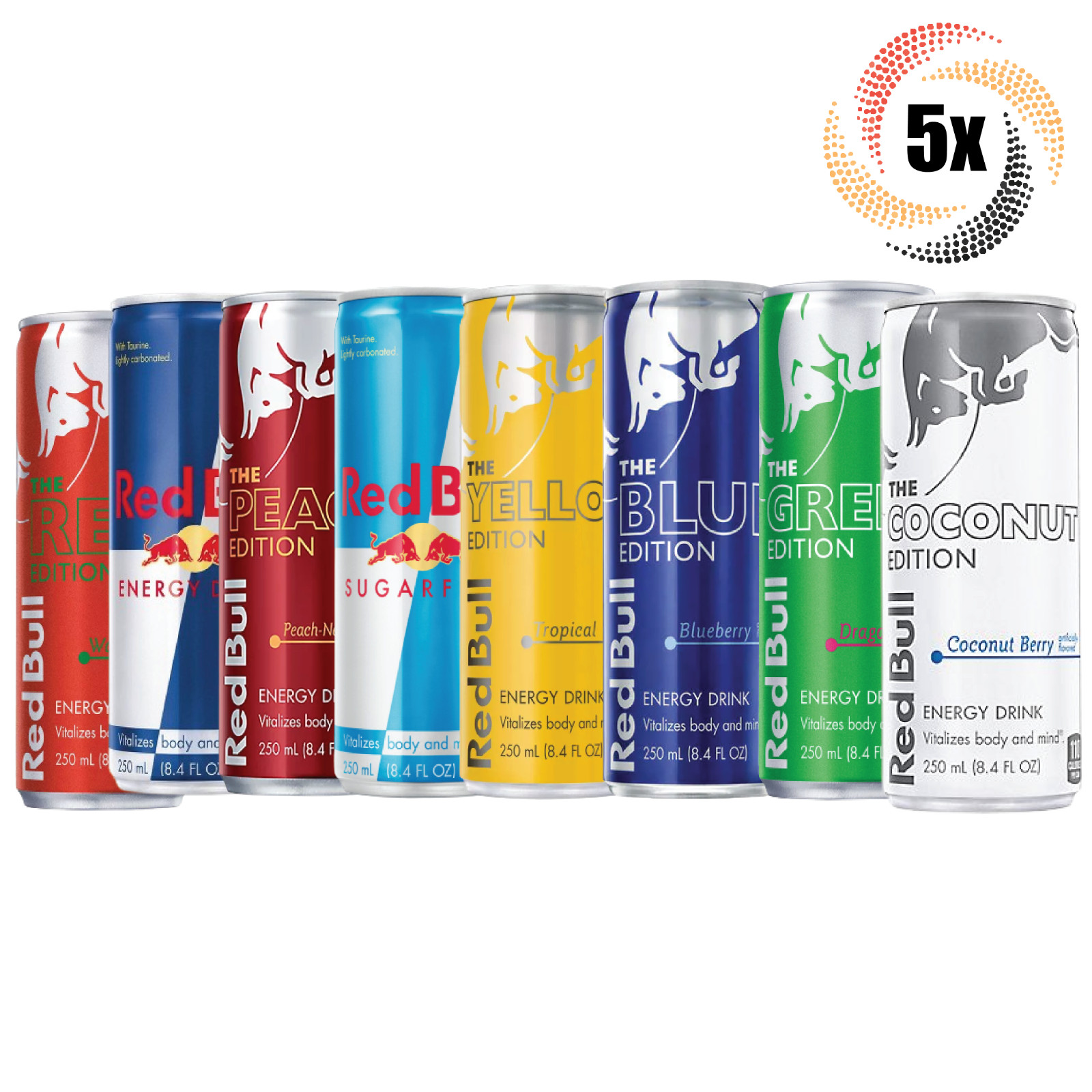 5 банок энергетического напитка Red Bull с разнообразным вкусом 84 унции Смешивайте и сочетайте вкусы 4890₽