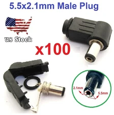 100 Pieces Right Angle 9*5.5x 2.1mm DC Power Male Plug Soldering Connector
