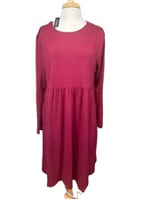 DB MOON Dress Size 3XL Long Sleeve Pockets Burgundy