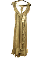 Show Me Your MuMu Women's Size L Samantha Ruffle Wrap Dress Sage Green Satin NEW