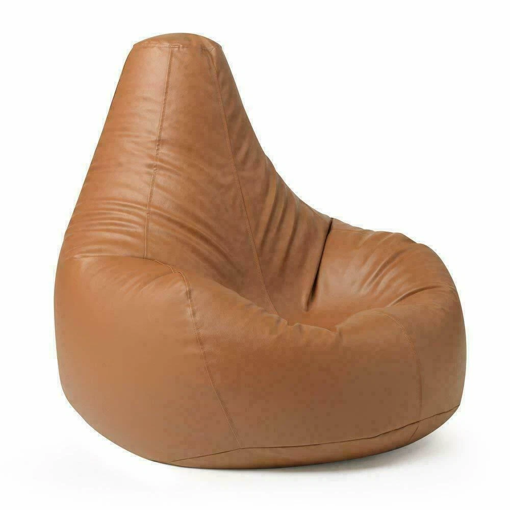 Tan leather bean bag on sale chair