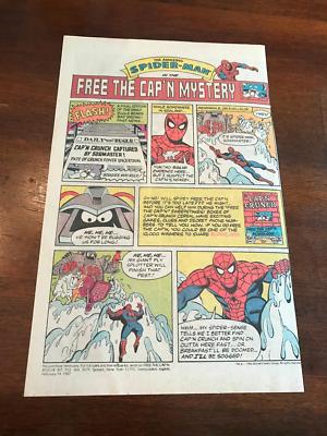 1987 VINTAGE 6.5''x10'' PRINT AD FOR CAP'N CRUNCH CEREAL AMAZING SPIDER-MAN COMIC