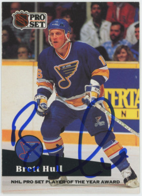 Brett Hull 1991 Pro Set Player Of The Year Auto Signed #326 St Louis Blues 25163