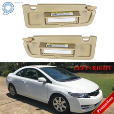 Right Left Sun Visors Pearl Ivory Tan Pair Fit For Honda Civic 2006 2007-2011