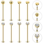 8Pcs/Set Stainless Steel Long Labret Lip Stud Cheek Stud Dimple Piercing Jewelry