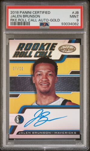 2018-19 Panini Certified Rookie Roll Call Jalen Brunson GOLD AUTO #7/10 PSA 9