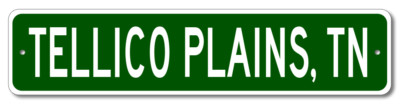 Tellico Plains, Tennessee Metal Wall Decor City Limit Sign - Aluminum