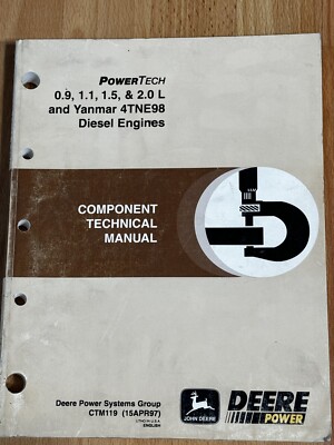 John Deere PowerTech 0.9 1.1 1.5 2.0L Yanmar 4TNE98 Engines Repair Manual CTM119