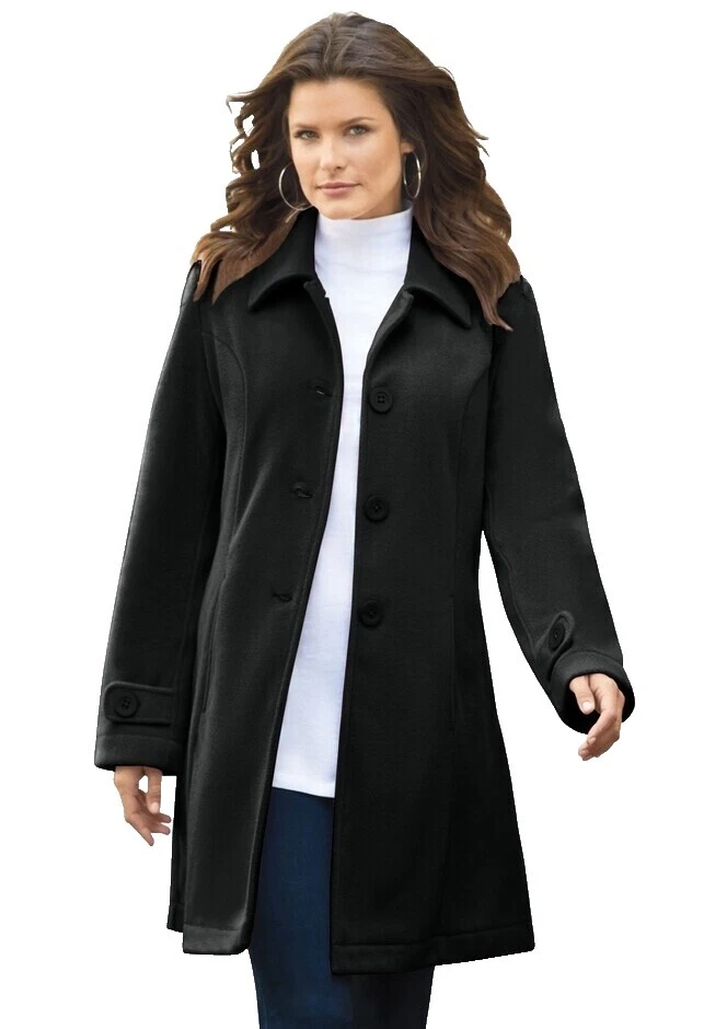 Casacos Sólido Preto Woman Within, jaquetas e Coletes para mulheres