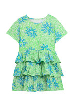 Women's Dress - Green Blue Printed Dress - Mini Dress - Medium - Jersey Cotton