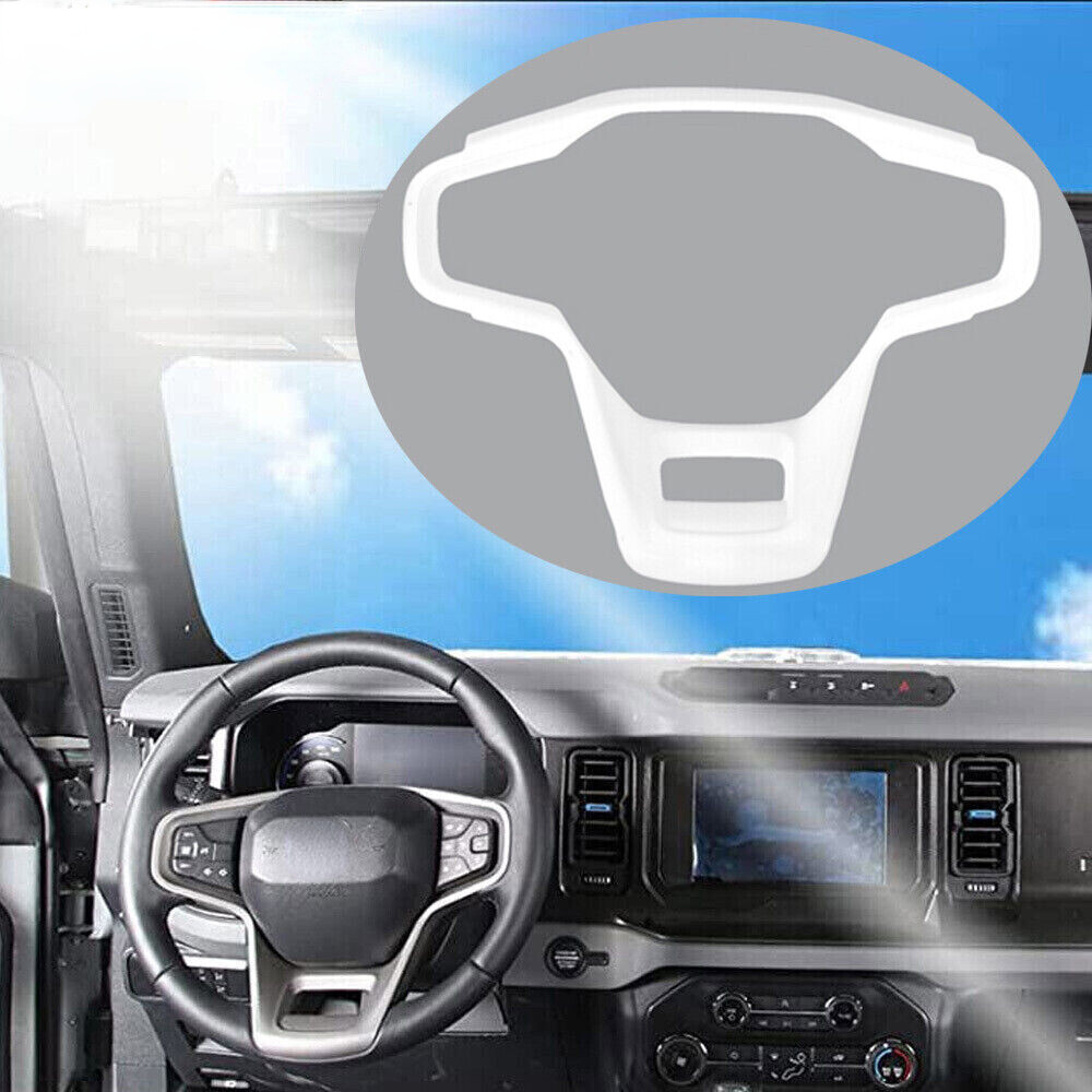 Steering Wheel Panel Frame Cover Trim Accessories For Ford Bronco 2021 22 White
