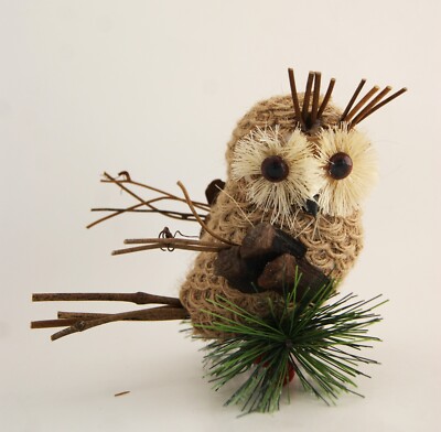 Folk Art Owl Straw Sticks Natural Handcrafted San Angelo TX