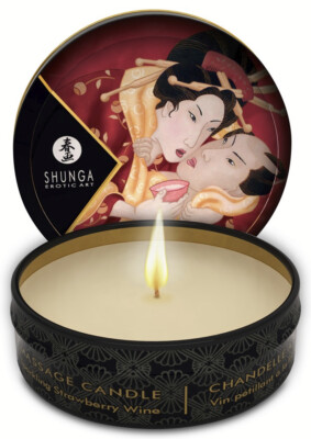 Mini Massage Candle Inhalt: Strawberry Sparkling Wine