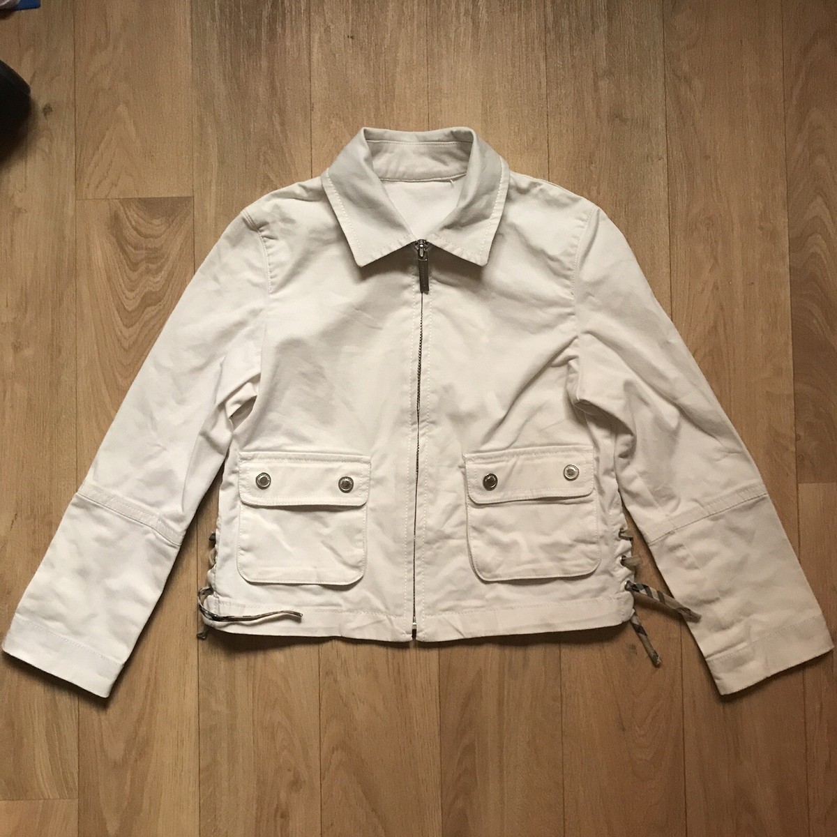 バーバリー デニム ピーコート ノバチェック ファー付き 160 BURBERRY - BURBERRY LONDONバーバリーロンドン フォックス