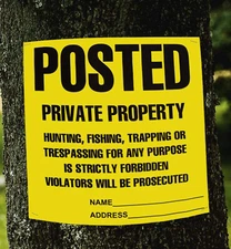Posted Signs No Trespassing No Hunting Signs, (100 Pack) Posted Signs No Huntin
