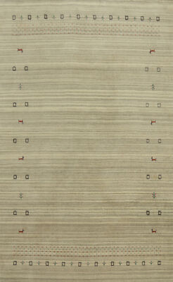 Earth-tone Color Artisan-crafted Gabbeh Rug Wool Handmade Carpet 6x9 ft