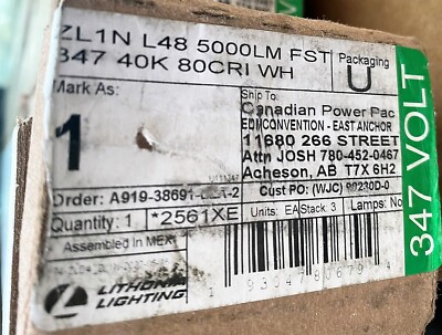 LITHONIA LIGHTING MEXICO ZL1N L48 5000LM 347V 40K 80CRI WH LED STRIPLIGHT 48''