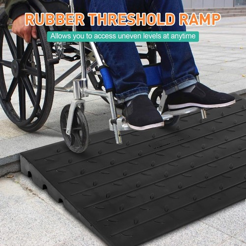 Rubber Threshold Curb Ramp 24"x42"x2.5" Wheelchair Access Ramp 2500 LBS Capacity - Picture 2 of 7