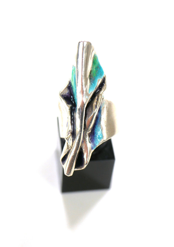 Designer-Ring - Ehinger + Schwarz - blau-grüne Emaille - 925er Sterling Silber - Bild 2 von 10