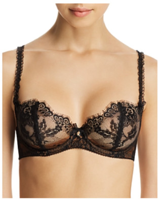 Dita Von Teese Savoir Faire Sheer Lace Balconette Underwire Bra Black 32F  5961