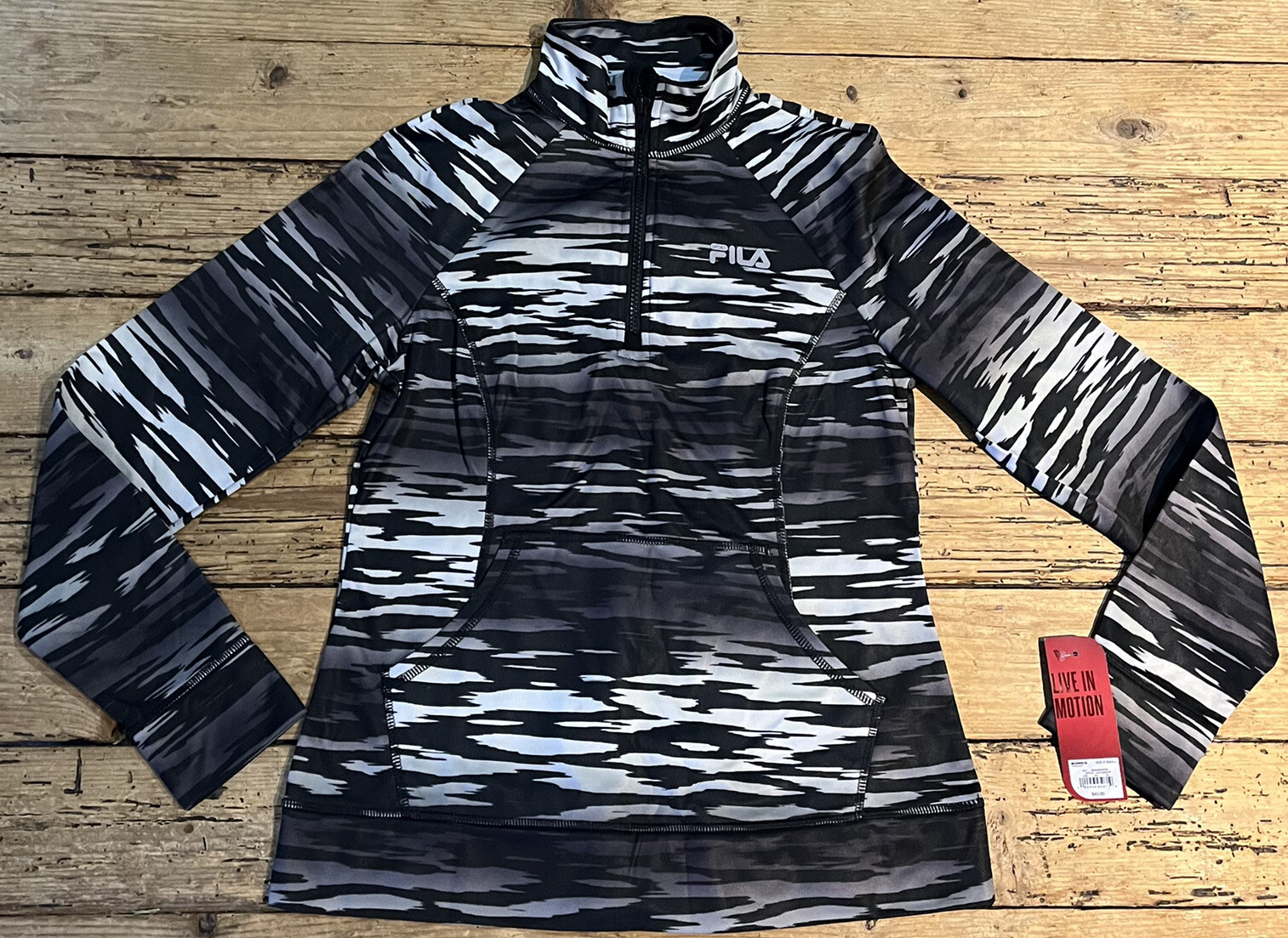 Giacca donna Fila taglia XS multicolore fantasia zebrata 1 4 zip nuova con etichetta