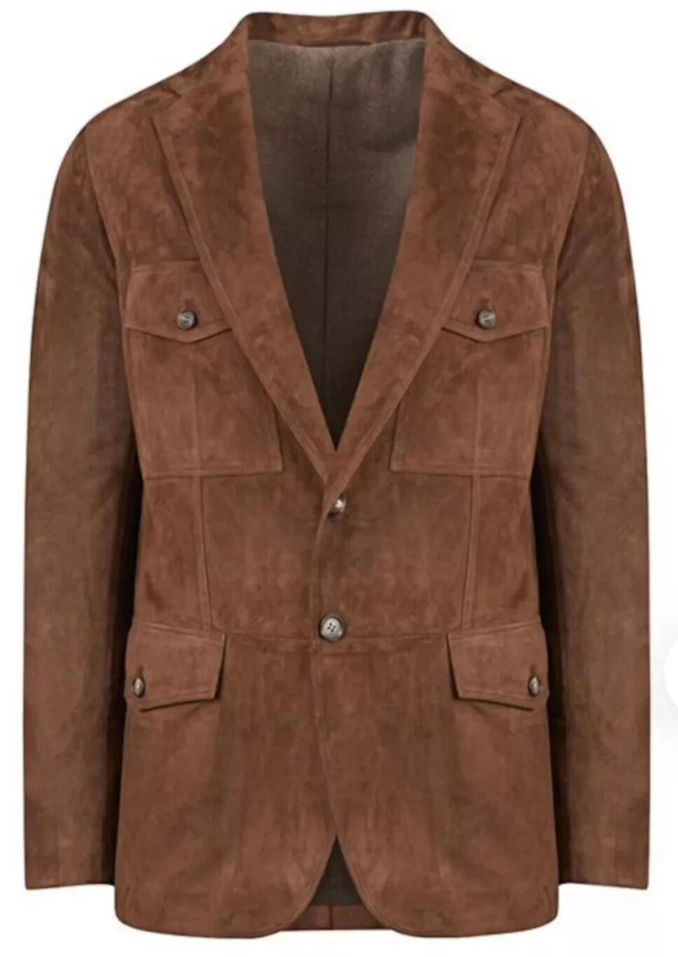 Men Brown Suede Leather Blazer Pure Lambskin 2 Button Custom Made Coat Blazer