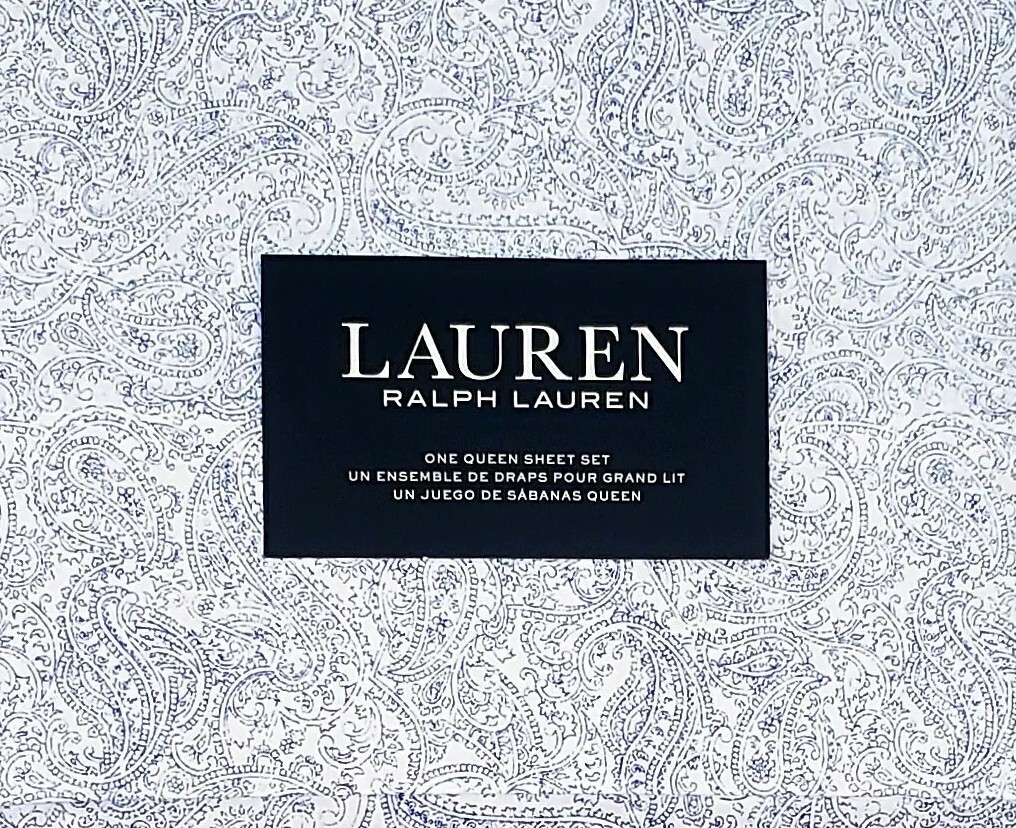 Ralph Lauren QUEEN Sheet Set Blue Floral Paisley Sheets NEW eBay