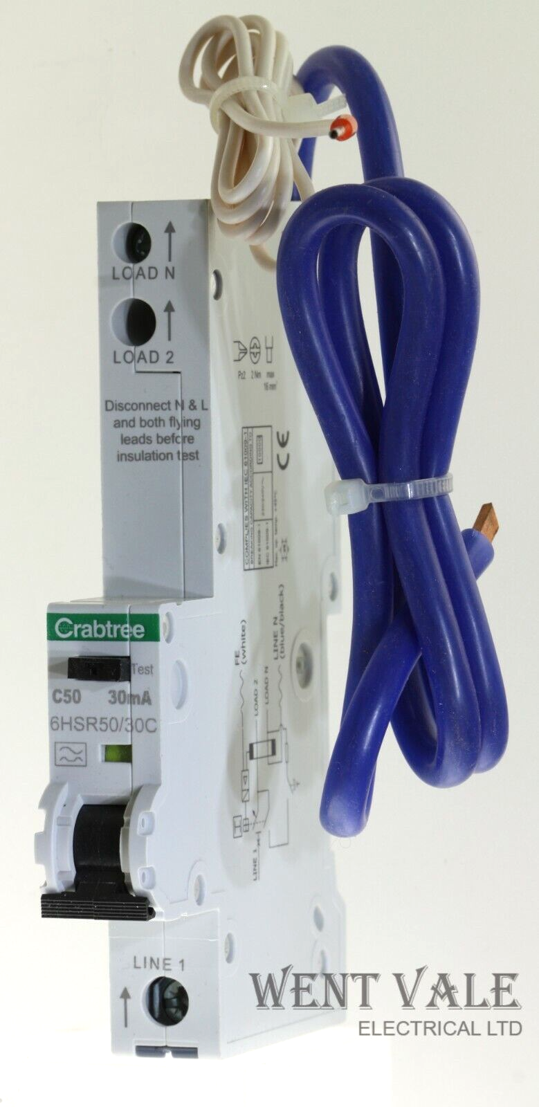 Crabtree Loadstar - 6HSR50/30C - 50a 30mA Type C Single Pole Class A RCBO Unused