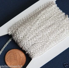32ft spool of Silver Plated Round Cable Chain 1.2mm x 1.5mm