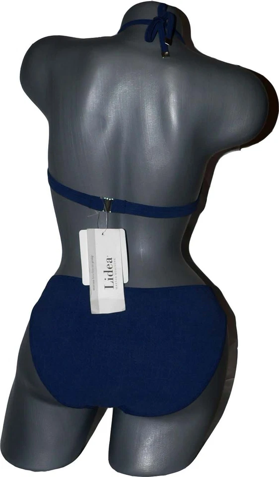 NUEVO CON ETIQUETAS MARYAN MEHLHORN Lidea Denim Bikini Traje de Baño 12 C Alemania Azul Rojo Diseñador Foto 2 de 4