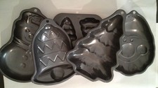 5 Christmas Cake Pans Holiday Baking Mold, Lo...