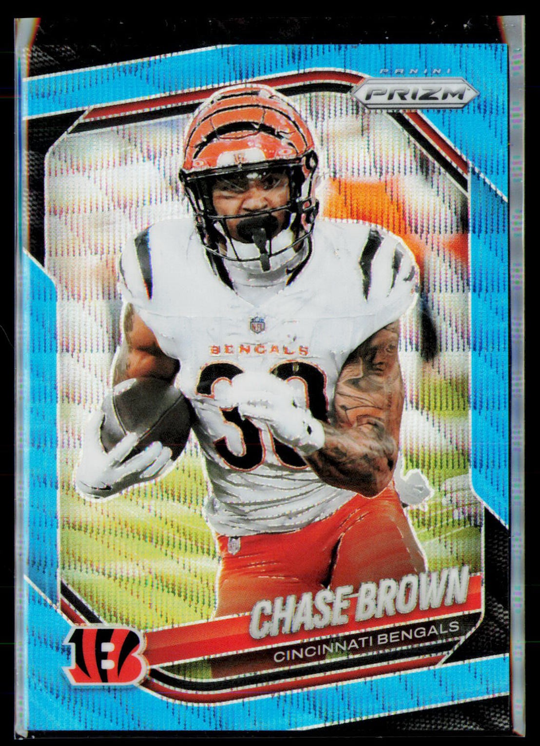 2025 Panini Prizm #130 Chase Brown Blue Wave #/230